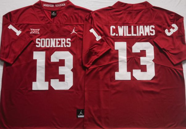 Men Oklahoma Sooners #13 C.Williams Red 2025 NCAA Jersey->ncaa teams->NCAA Jersey